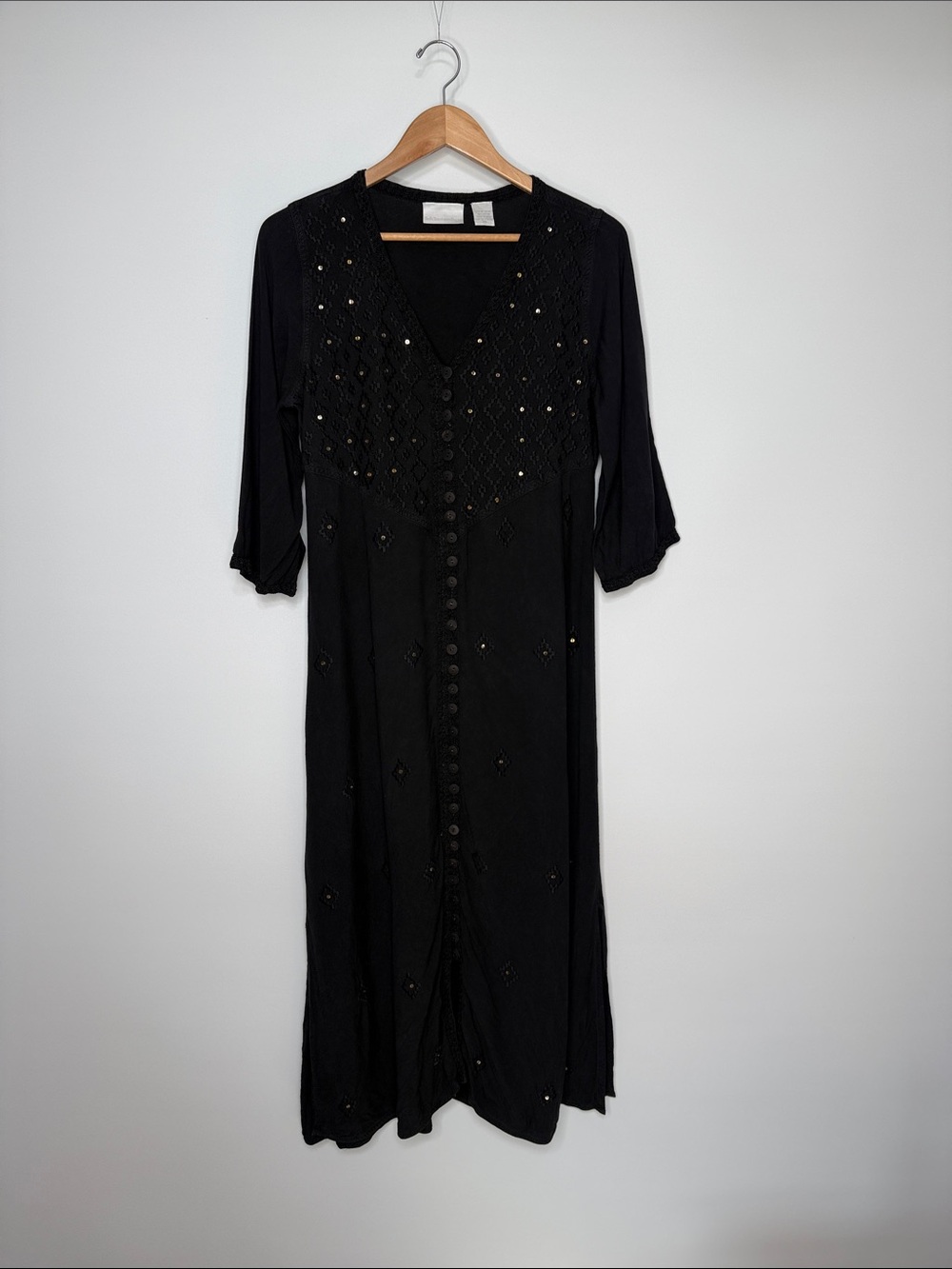 Soft Surroundings Embroidered Sequin Maxi Dress Size S Petite